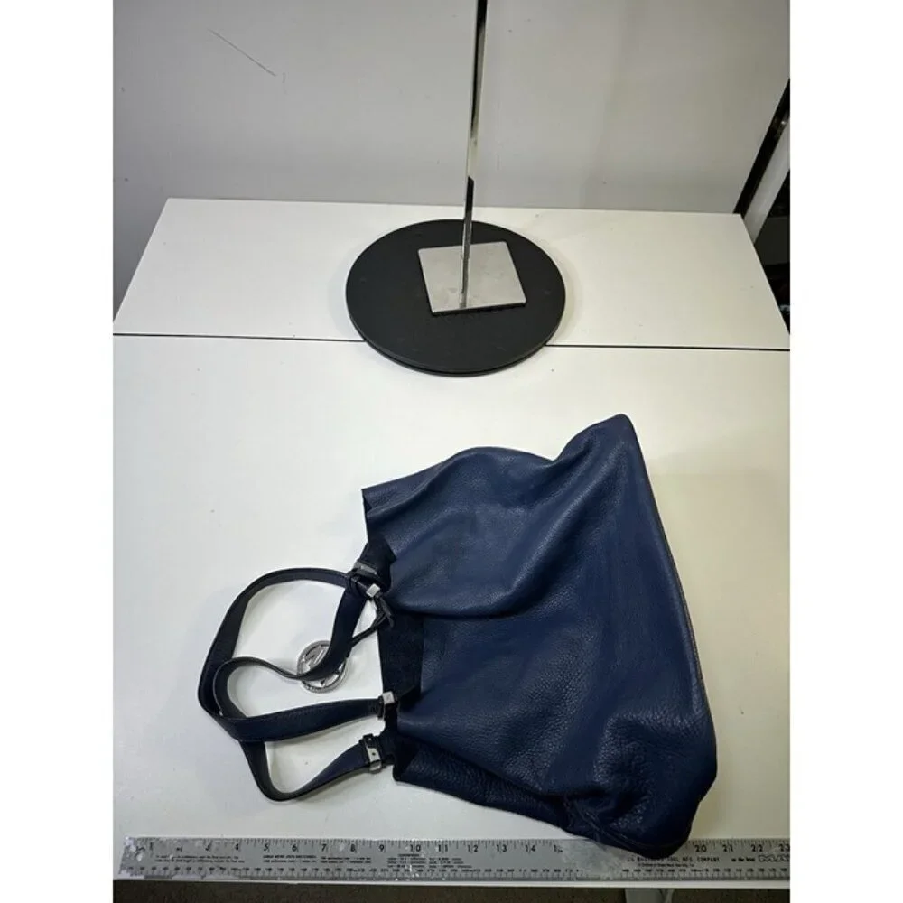 MICHAEL KORS Navy Blue Tote Bag Leather Plain Bag